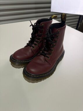 Dr. Martens Luana Cherry Red Lace-Up Leather Boots USL 5